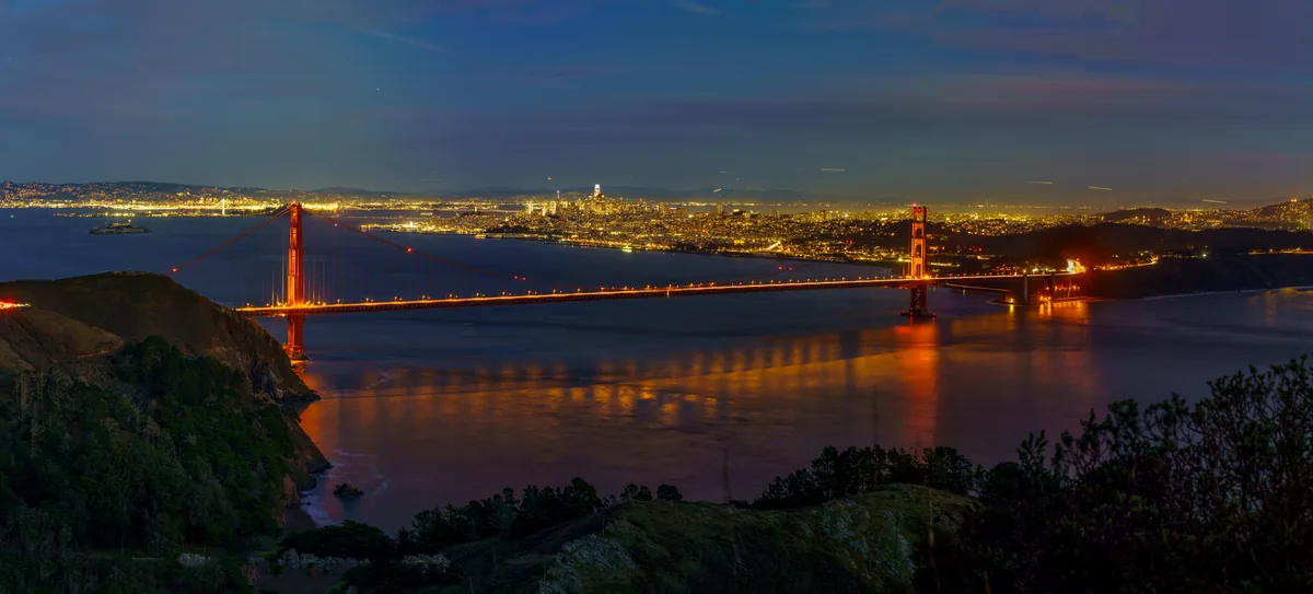 Golden Gate Bridge after dark, San Francisco, California