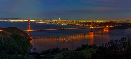 Golden Gate Bridge after dark, San Francisco, California