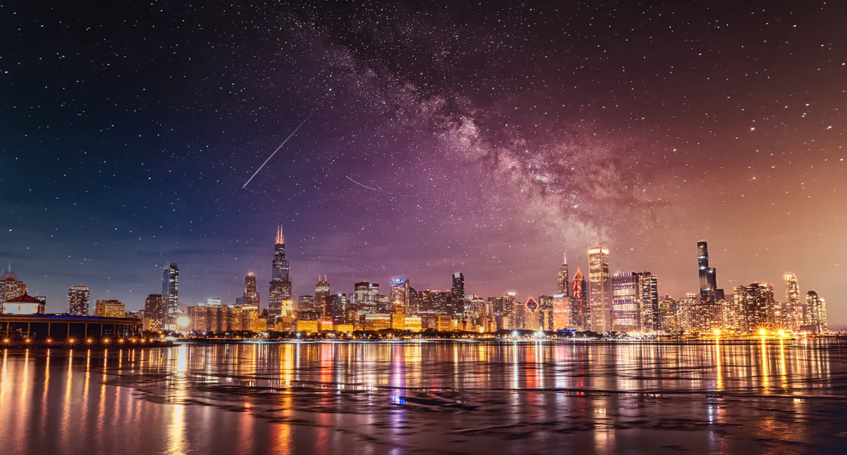 Chicago skyline under the stars, Illinois