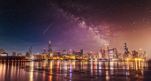 Chicago skyline under the stars, Illinois