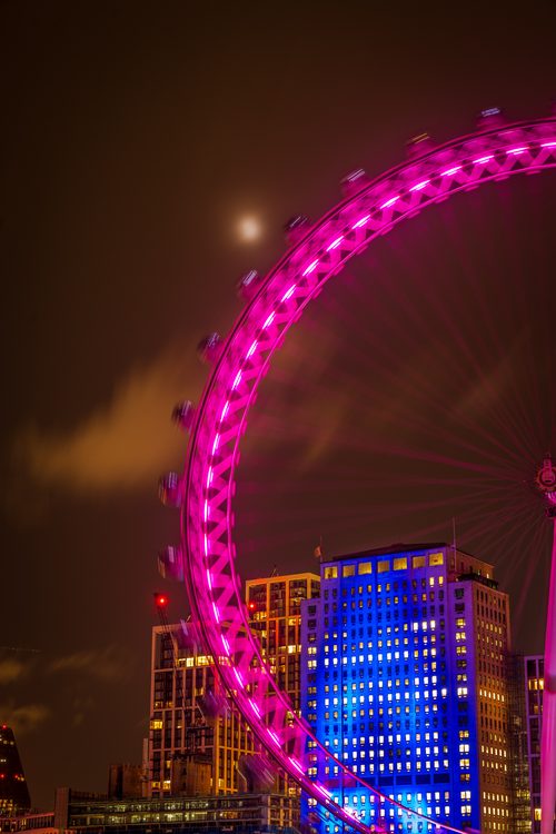 London Eye after dark, England