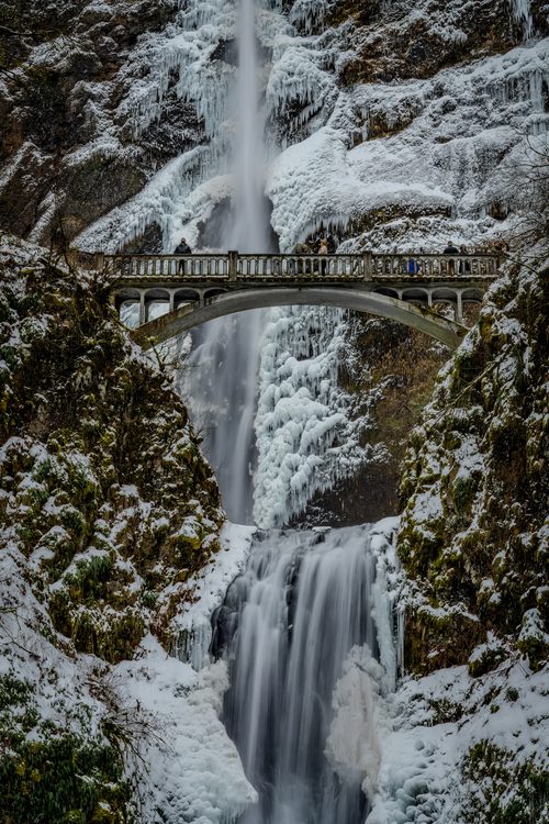 Multnomah Falls in ice, Columbia River Gorge, Oregon